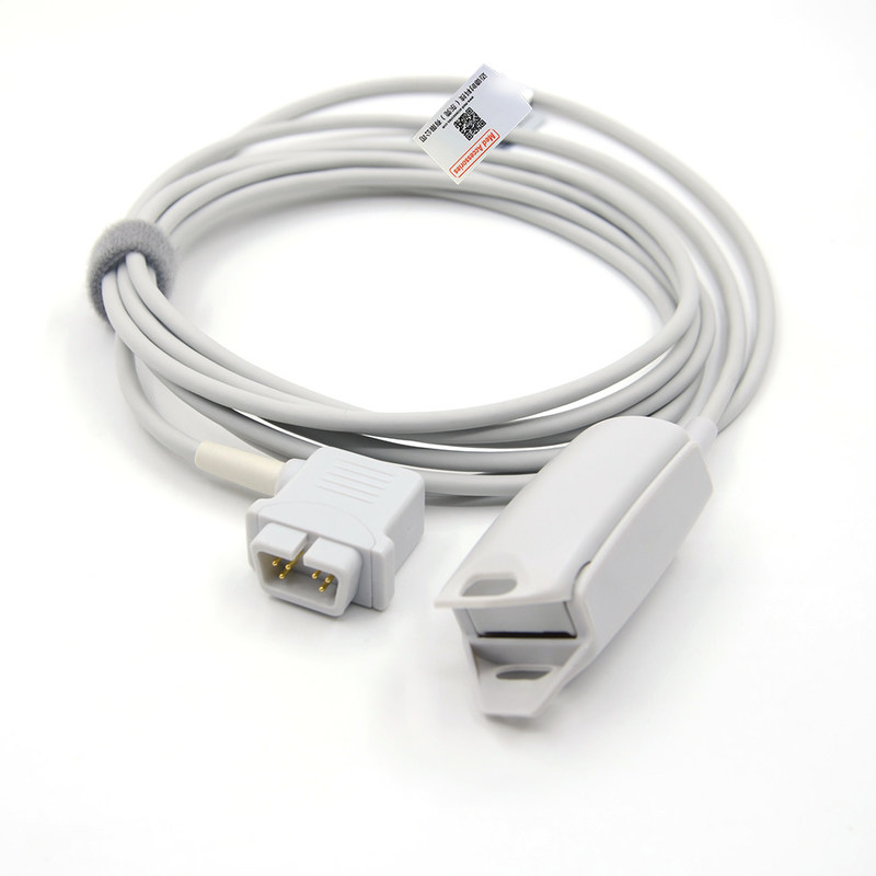 Sensor de oxímetro de pulso reutilizável cinza prático, Sensor de SpO2 de silicone de ponta macia reutilizável para monitores de pacientes DRE