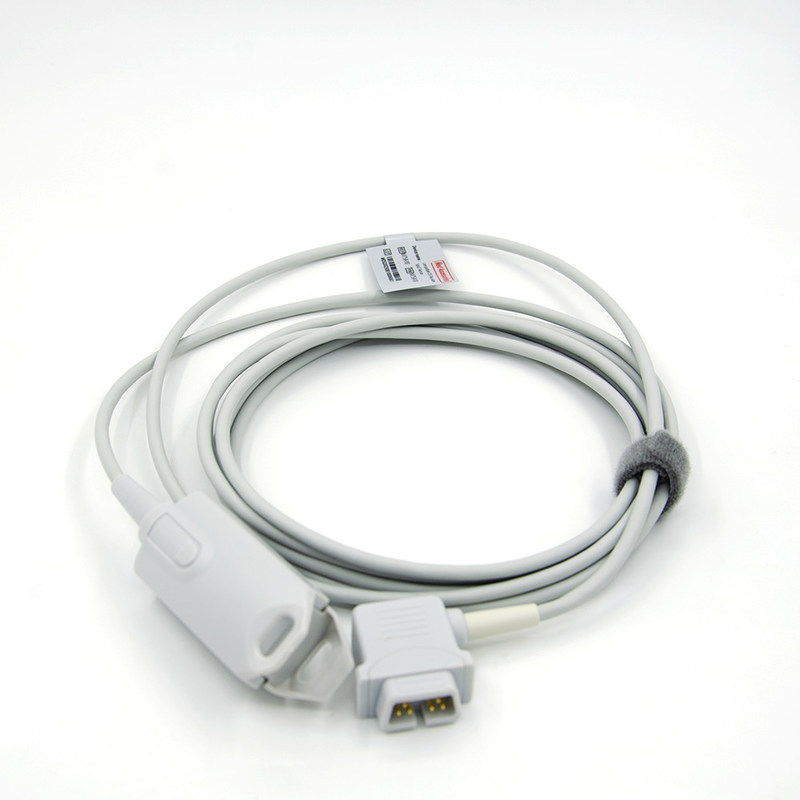 Sensor de oxímetro de pulso reutilizável cinza prático, Sensor de SpO2 de silicone de ponta macia reutilizável para monitores de pacientes DRE