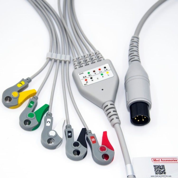 Acessórios Médicos BCI ECG Monitor Cable 6 Pin 5 Leads Multipurpose 0.9m Tamanho