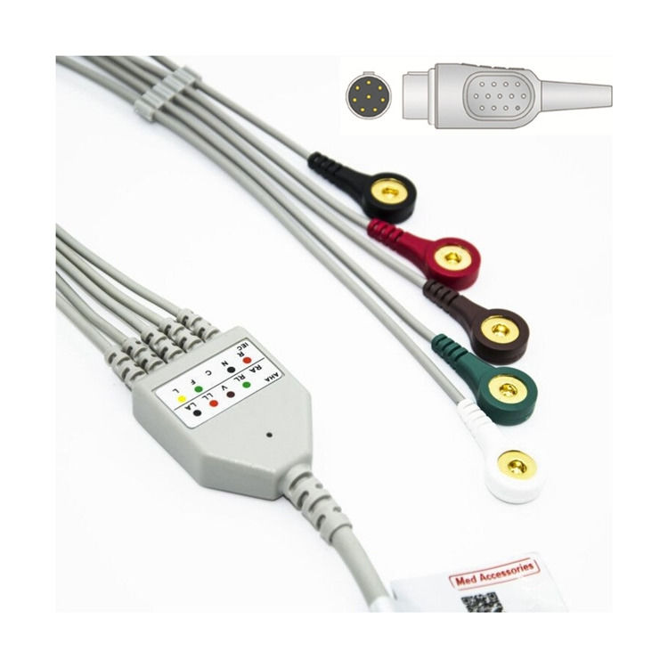 Grade Médico Arame Redondo Mortar Plug Banana ECG Cable Set para Monitoramento de Saúde Precisa