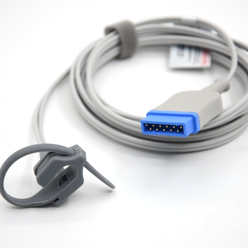 GE 11 pin dedo adulto TPU cinza Spo2 Sensor Cable Single Pack para todos os tipos de pacientes CE Certificado