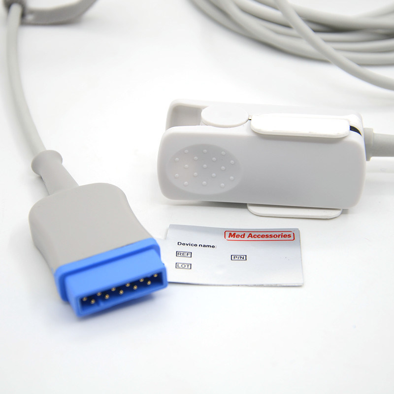 GE 11 pin dedo adulto TPU cinza Spo2 Sensor Cable Single Pack para todos os tipos de pacientes CE Certificado