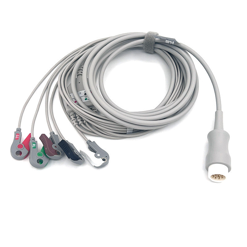 HP 12Pin 5LED WIRES ECG Monitor Cable Cinza Cores Látex Livre Multi Função