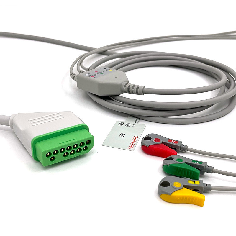 Nihon Kohden 12 pin ECG Monitor Cable Cinza Cores Látex Livre Multi Função