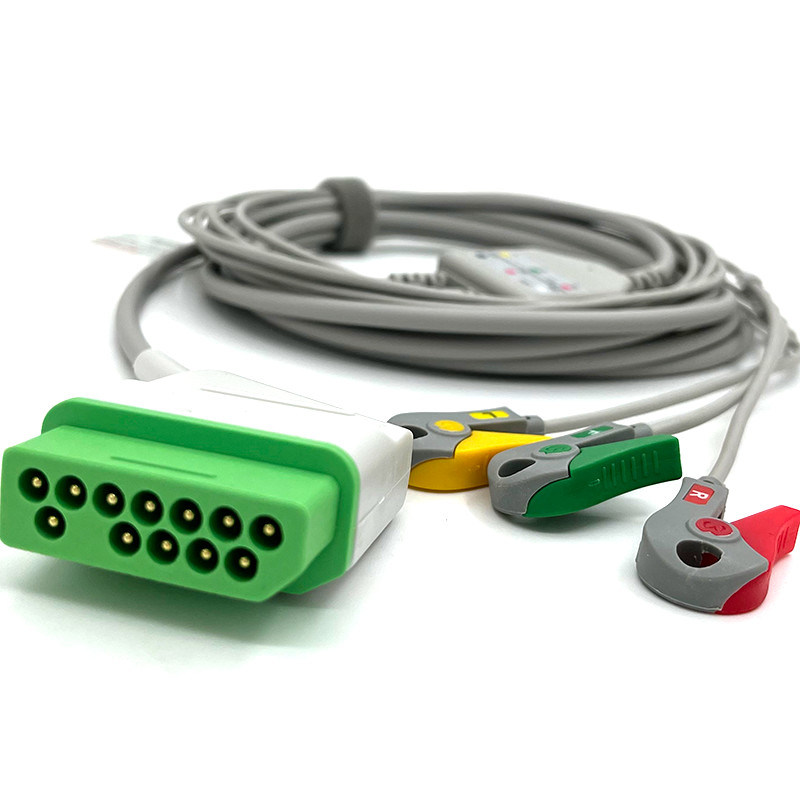 Nihon Kohden 12 pin ECG Monitor Cable Cinza Cores Látex Livre Multi Função