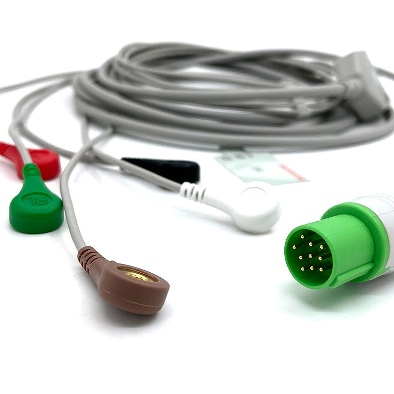 GE Helige 10 Pin ECG 5lead ECG Med Acessórios Médicos ECG Monitor Cable Multipurpose 0.9m Tamanho
