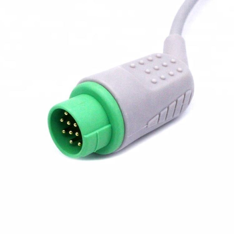 Acessórios de monitoramento de cuidados médicos Biolight ECG cabo 12 pin 5 Leads Grabber extremidade de uma peça 3.4m tamanho