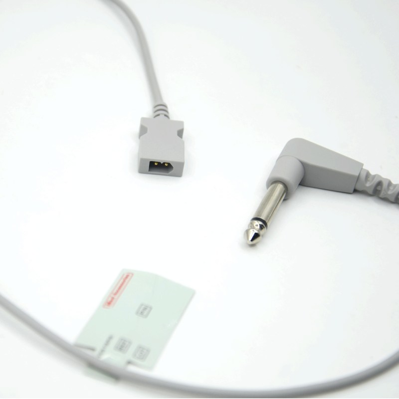 Cable de adaptador de temperatura de conector rectangular de dois pinos compatível com o YSI 400 para sonda de temperatura descartável