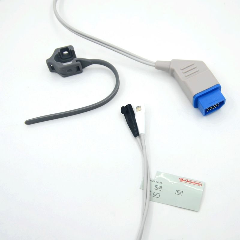 Sensor de Spo2 reutilizável compatível com Nihon Kohden Silicone Soft Tip