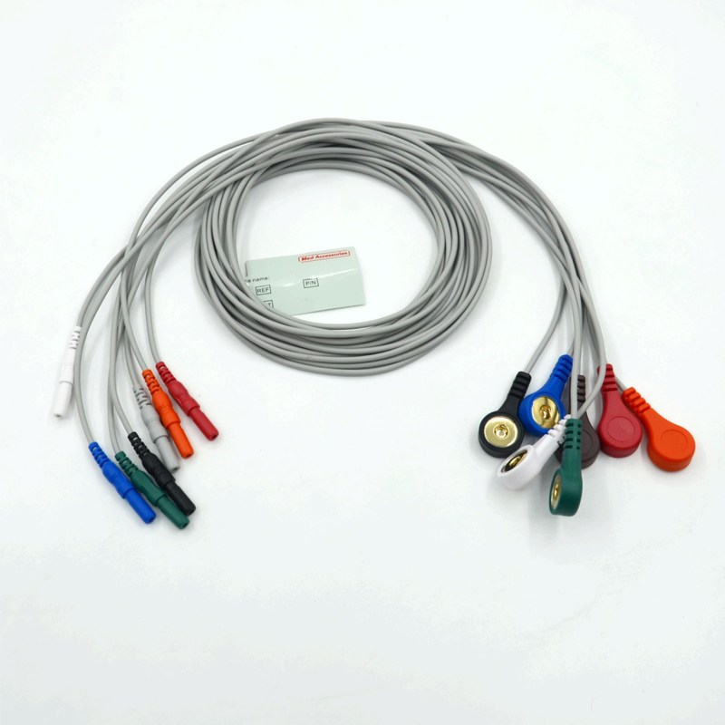 De alta qualidade Din Tipo 7 Chumbo Snap Holter Recorder Ecg fios de chumbo