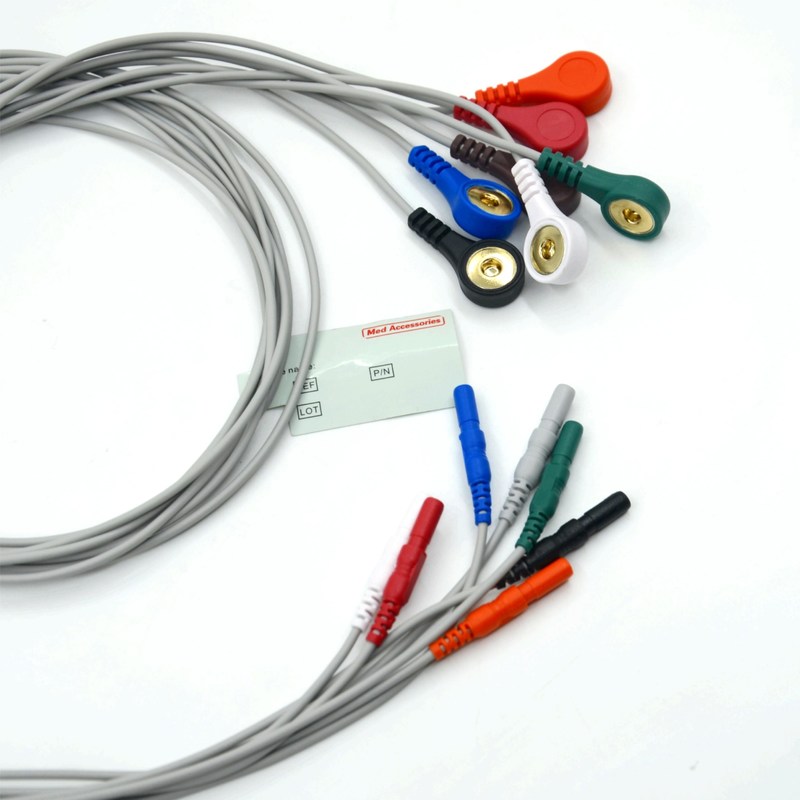 De alta qualidade Din Tipo 7 Chumbo Snap Holter Recorder Ecg fios de chumbo
