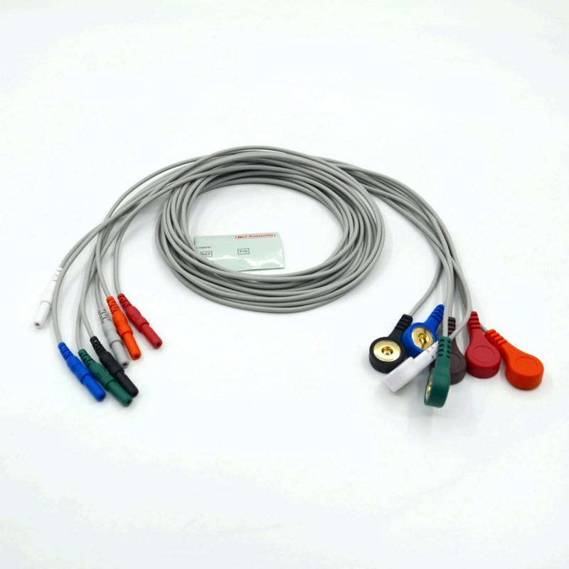 De alta qualidade Din Tipo 7 Chumbo Snap Holter Recorder Ecg fios de chumbo