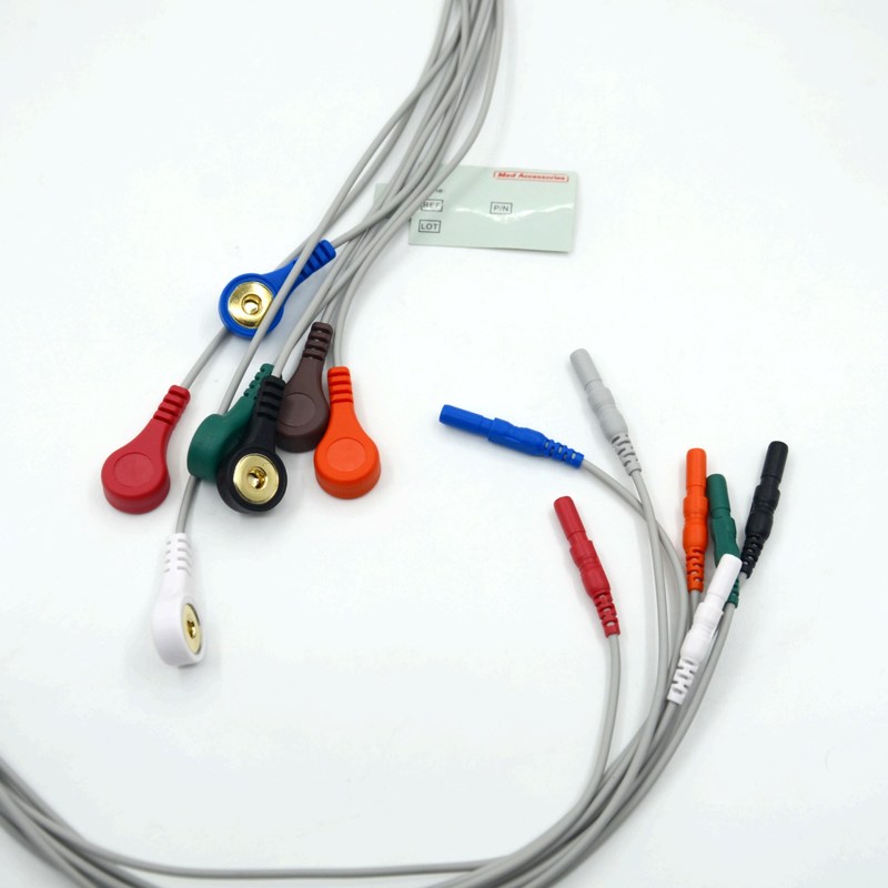 De alta qualidade Din Tipo 7 Chumbo Snap Holter Recorder Ecg fios de chumbo