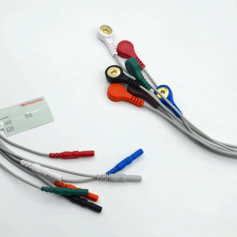 De alta qualidade Din Tipo 7 Chumbo Snap Holter Recorder Ecg fios de chumbo