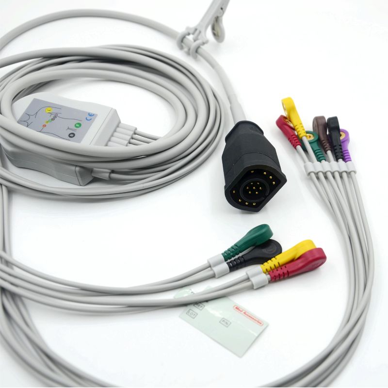 Cabo e fios de ECG padrão IEC tipo Snap de 10 derivações Zoll compatíveis