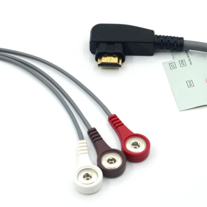 Cabo ECG Holter Sonda 3Leads Snap AHA/IEC para DMS300 de Produção DMS para Profissional Médico