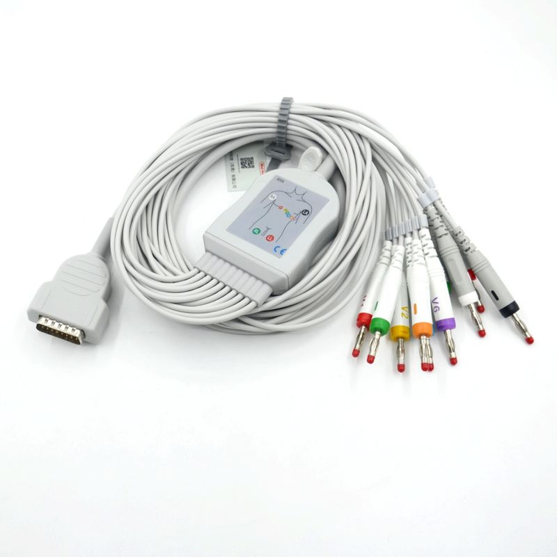 Compativel Nihon Kohden 10 Leads EKG Medical ECG Cable 4.0 Banana AHA para monitor do paciente Acessório