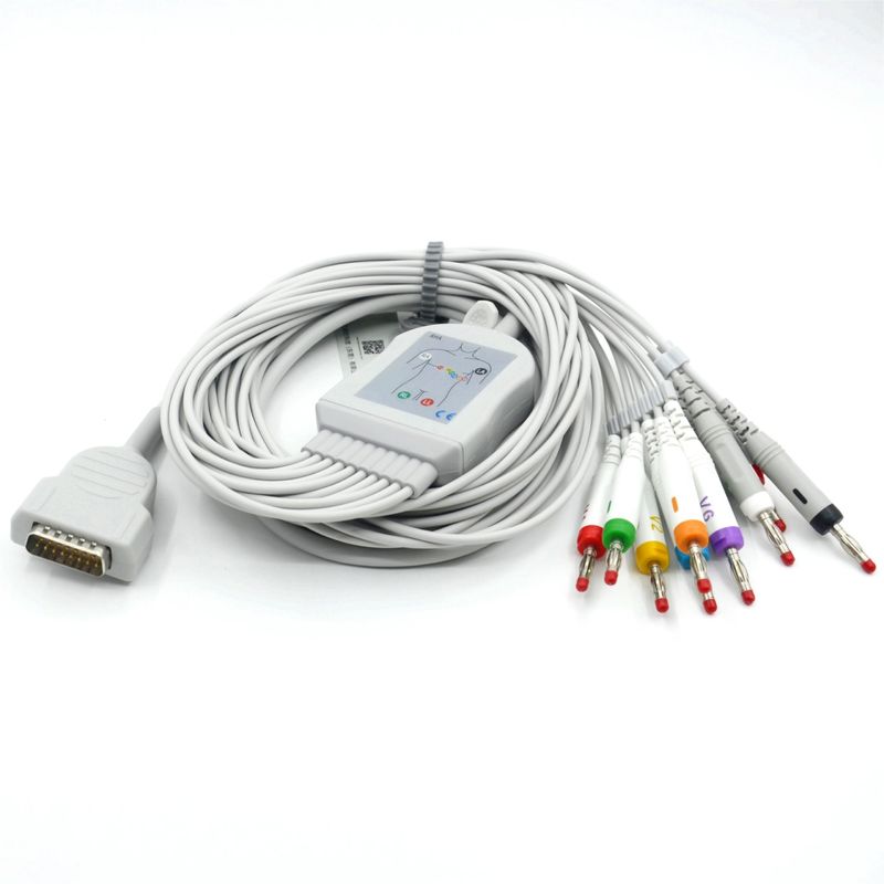 Compativel Nihon Kohden 10 Leads EKG Medical ECG Cable 4.0 Banana AHA para monitor do paciente Acessório