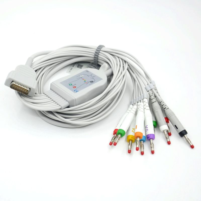 Compativel Nihon Kohden 10 Leads EKG Medical ECG Cable 4.0 Banana AHA para monitor do paciente Acessório