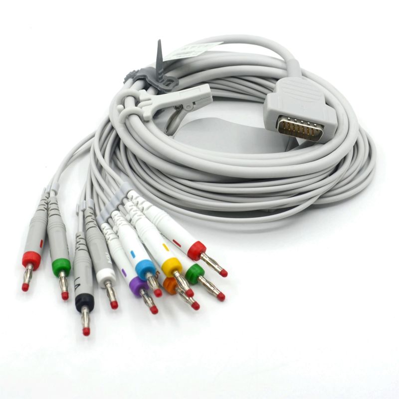 Compativel Nihon Kohden 10 Leads EKG Medical ECG Cable 4.0 Banana AHA para monitor do paciente Acessório