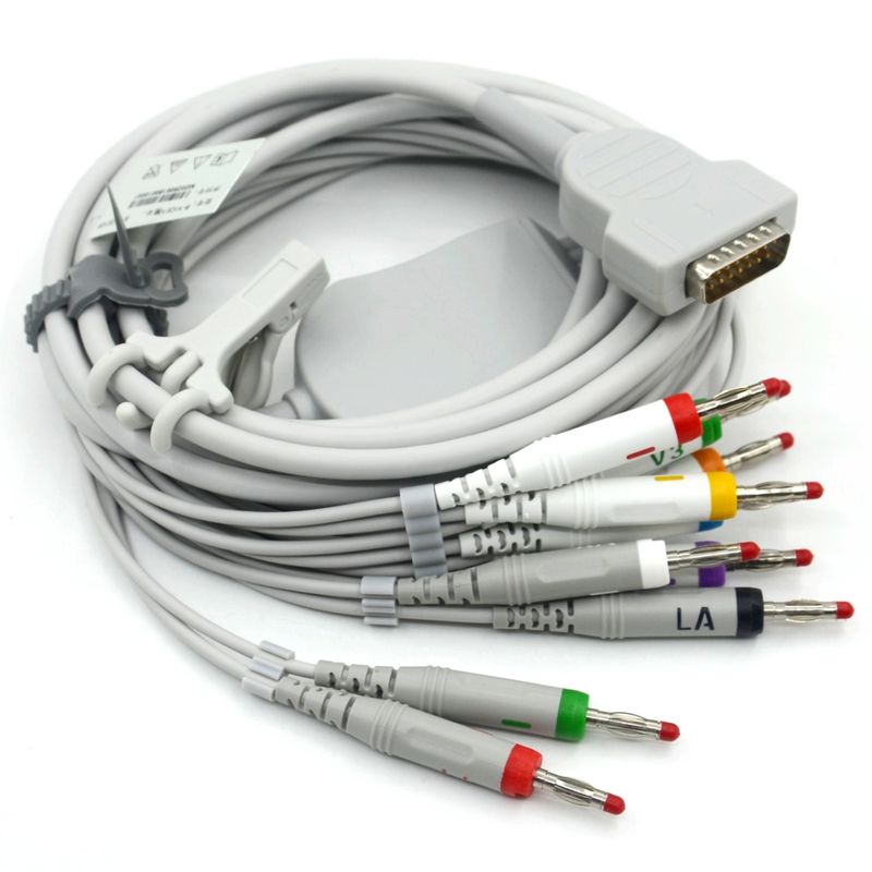 Compativel Nihon Kohden 10 Leads EKG Medical ECG Cable 4.0 Banana AHA para monitor do paciente Acessório