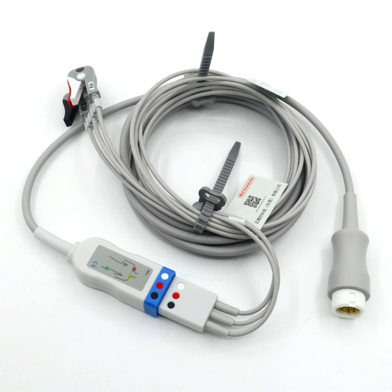 Compatível Philips 3 cabos Ecg de chumbo cabos de chumbo com Grabber AHA Cor CE & ISO13485