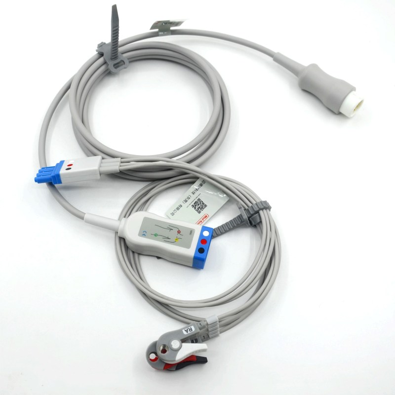 Compatível Philips 3 cabos Ecg de chumbo cabos de chumbo com Grabber AHA Cor CE & ISO13485