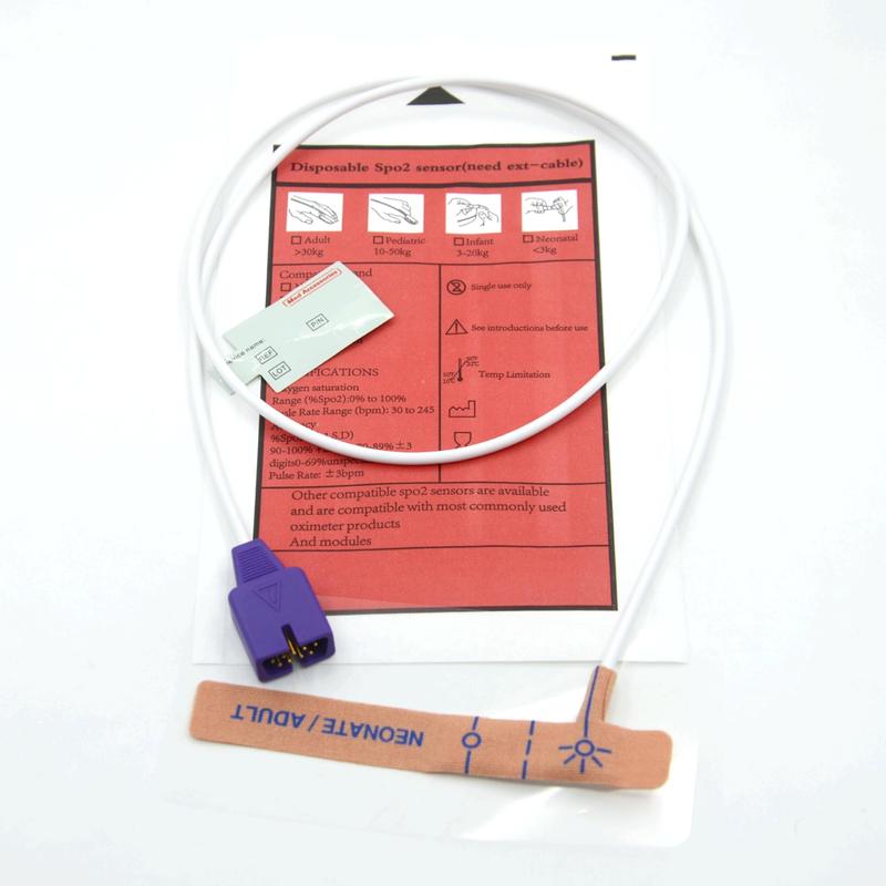 Acessórios Médicos Fornecedor Tecido de alongamento Compativel Nellcor 9pin Sensor de SpO2 descartável para recém-nascidos/adultos
