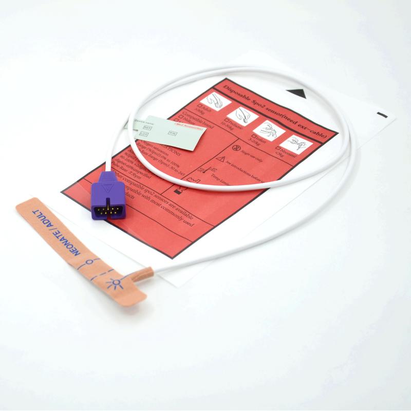 Acessórios Médicos Fornecedor Tecido de alongamento Compativel Nellcor 9pin Sensor de SpO2 descartável para recém-nascidos/adultos