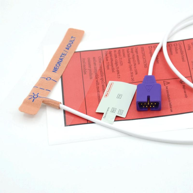Acessórios Médicos Fornecedor Tecido de alongamento Compativel Nellcor 9pin Sensor de SpO2 descartável para recém-nascidos/adultos