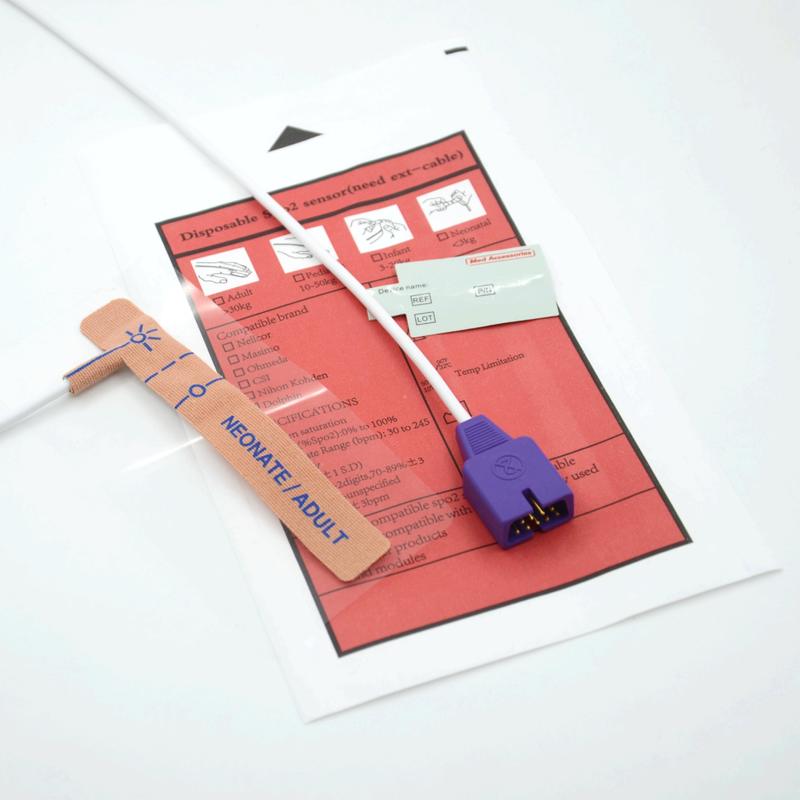 Acessórios Médicos Fornecedor Tecido de alongamento Compativel Nellcor 9pin Sensor de SpO2 descartável para recém-nascidos/adultos