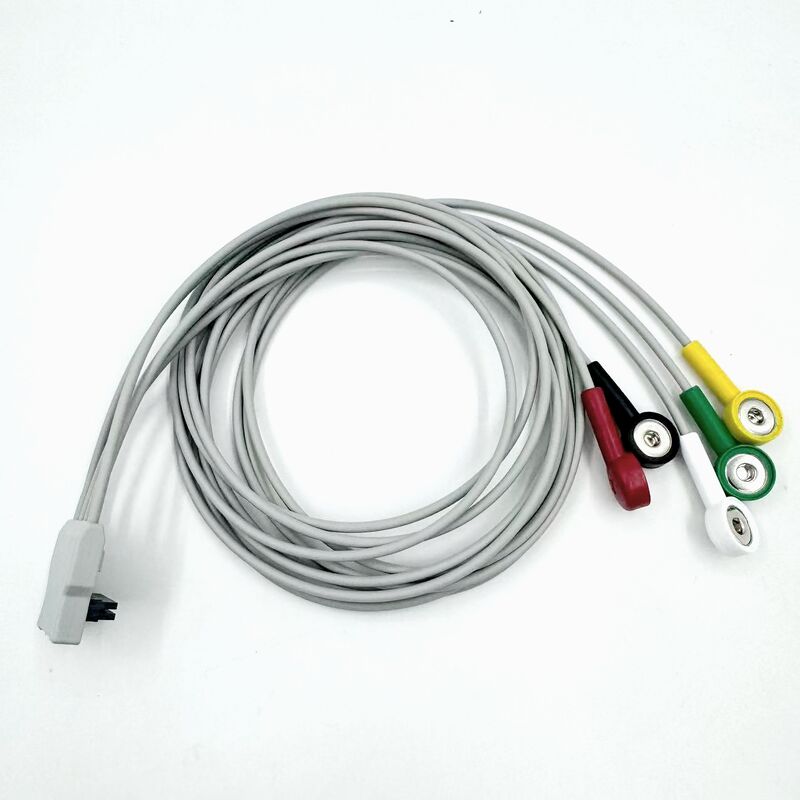 Acessórios Med de alta qualidade RoHS Certificado Diagnóstico Silicone IEC Cor 5-Lead Grabber EKG ECG Cable Compatível BLT
