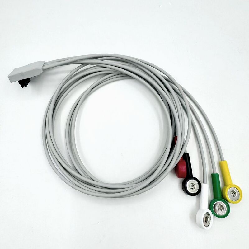 Acessórios Med de alta qualidade RoHS Certificado Diagnóstico Silicone IEC Cor 5-Lead Grabber EKG ECG Cable Compatível BLT