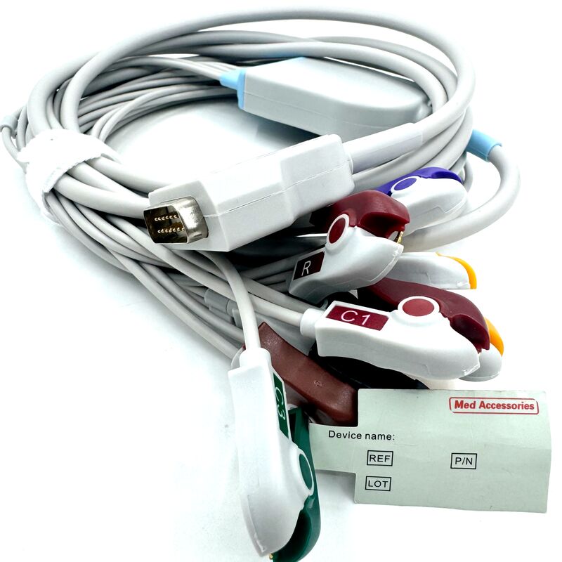 Cabo EKG compatível com acessórios Med, 10 derivações, com extremidade de garra, consumíveis médicos de látex TPU de grau médico, certificação RoHS