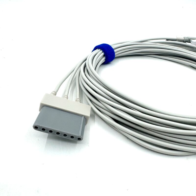 Acessórios Med de alta qualidade RoHS Certificado Diagnóstico Silicone IEC Cor 3-Lead Grabber ECG Cable Leadwire