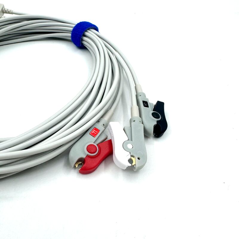Acessórios Med de alta qualidade RoHS Certificado Diagnóstico Silicone IEC Cor 3-Lead Grabber ECG Cable Leadwire
