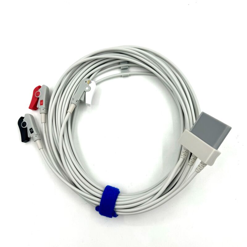Acessórios Med de alta qualidade RoHS Certificado Diagnóstico Silicone IEC Cor 3-Lead Grabber ECG Cable Leadwire