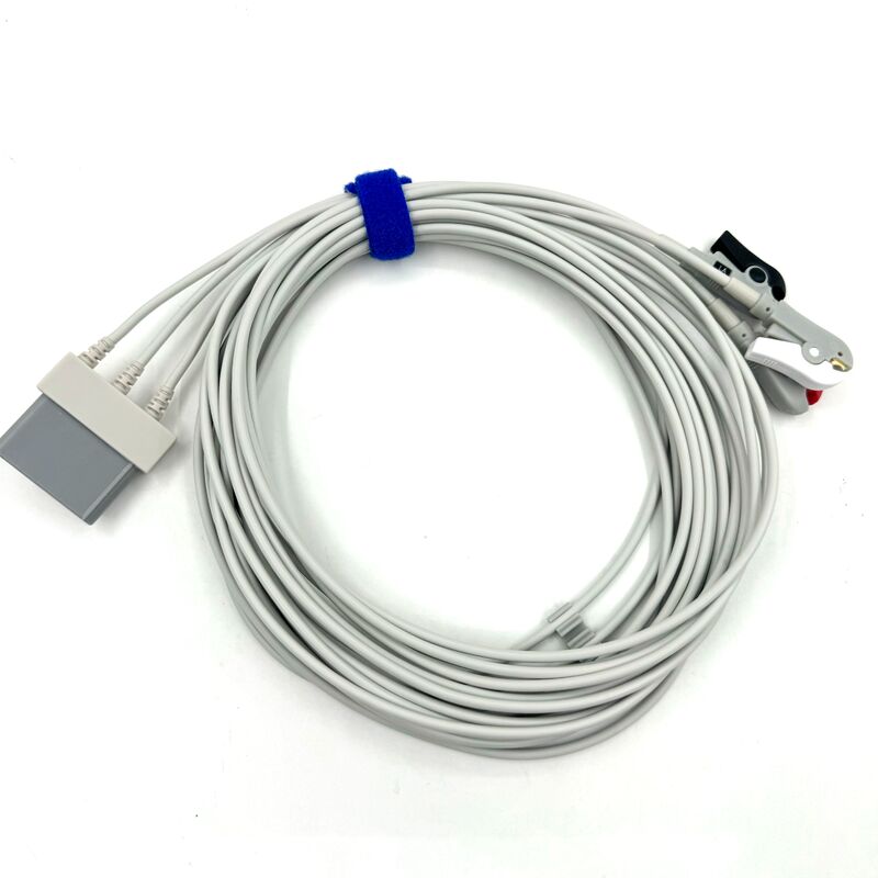 Acessórios Med de alta qualidade RoHS Certificado Diagnóstico Silicone IEC Cor 3-Lead Grabber ECG Cable Leadwire