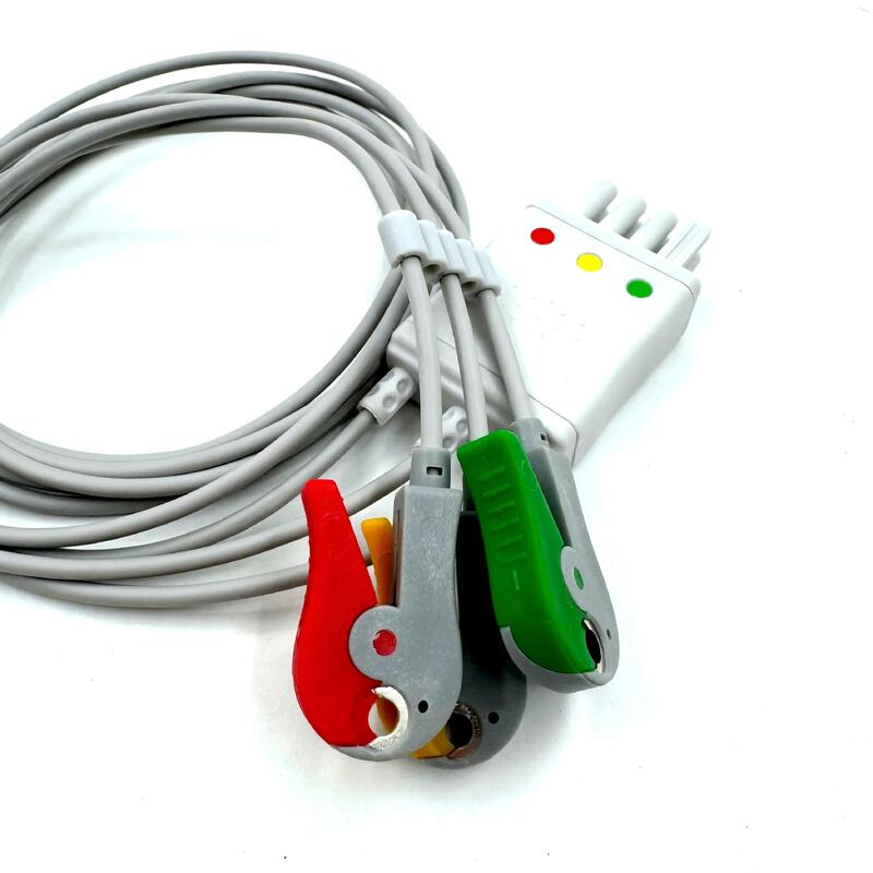 Acessórios Med de alta qualidade Modelo de cor IEC RoHS Certificado 3-Lead Grabber ECG Leadwire Compativel Nihon Kohden