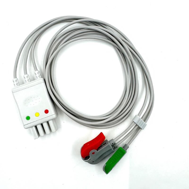 Acessórios Med de alta qualidade Modelo de cor IEC RoHS Certificado 3-Lead Grabber ECG Leadwire Compativel Nihon Kohden