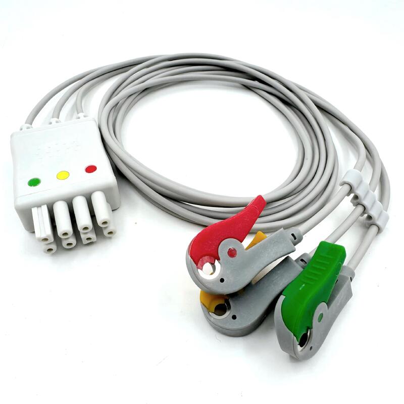 Acessórios Med de alta qualidade Modelo de cor IEC RoHS Certificado 3-Lead Grabber ECG Leadwire Compativel Nihon Kohden
