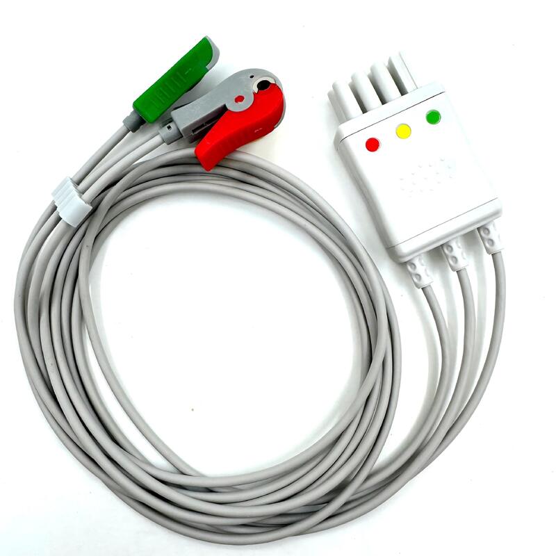 Acessórios Med de alta qualidade Modelo de cor IEC RoHS Certificado 3-Lead Grabber ECG Leadwire Compativel Nihon Kohden