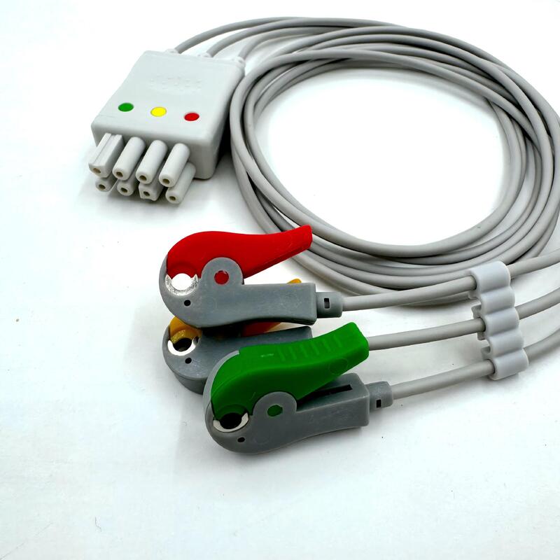 Acessórios Med de alta qualidade Modelo de cor IEC RoHS Certificado 3-Lead Grabber ECG Leadwire Compativel Nihon Kohden